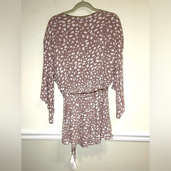Pink Lily TRUSTING IN YOU TAUPE DOTTED DRESS ROMPER Size XL - Picture 5 of 7